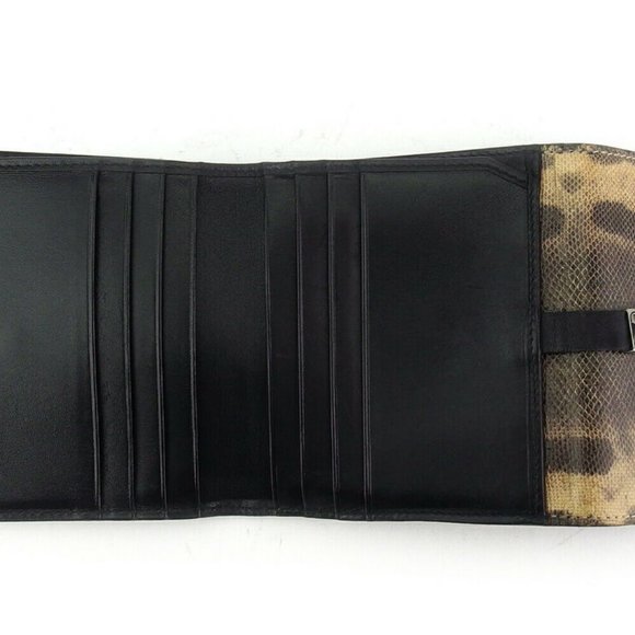 GUCCI W Hook Wallet Lizard Vigma Press Leather Auth USED F1619 - Picture 6 of 10